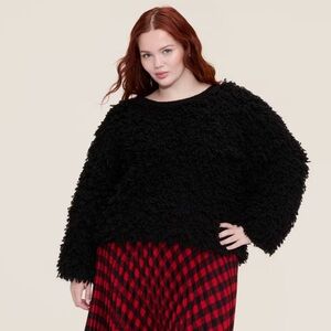 Woolrich Women's Loopy Yarn Crewneck Pullover Sweater Black 1X